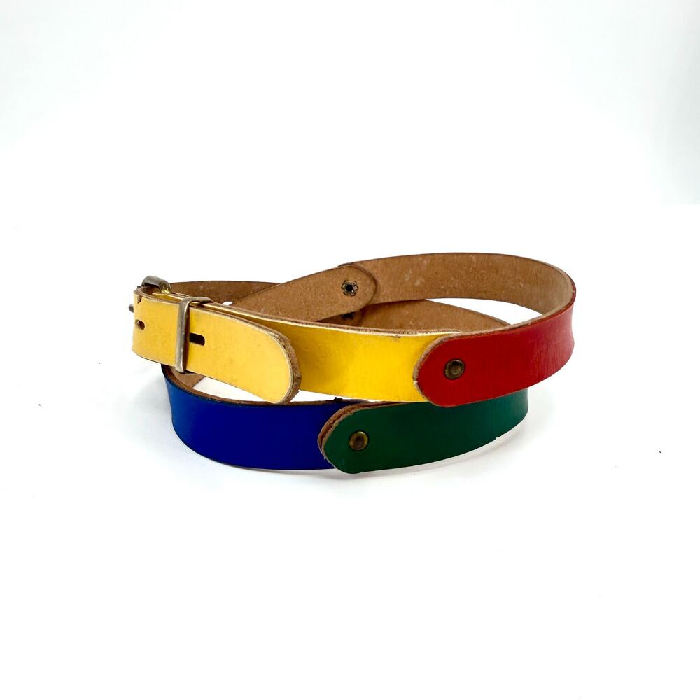 Vintage 90s Multicolor Primary Color-Block Skinny Belt